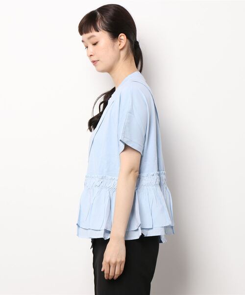 Luxe brille(リュクスブリエ)の「異素材フリル切り替え半袖Tシャツ(Tシャツ/カットソー・レディース・ブルー/カーキ/ブラック/ホワイト・FREE)」の9枚目の写真