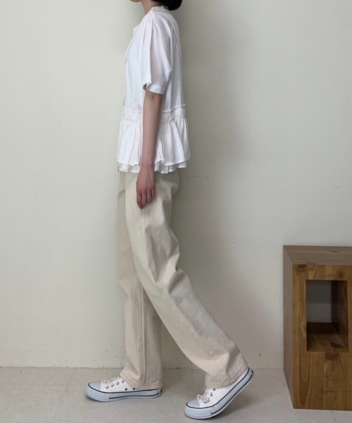 Luxe brille(リュクスブリエ)の「異素材フリル切り替え半袖Tシャツ(Tシャツ/カットソー・レディース・ブルー/カーキ/ブラック/ホワイト・FREE)」の10枚目の写真