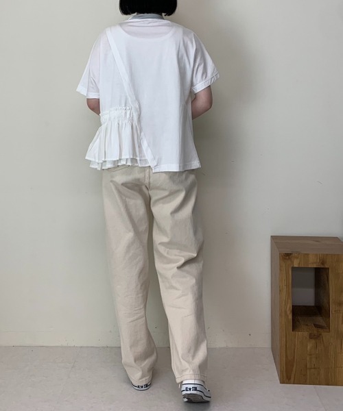 Luxe brille(リュクスブリエ)の「異素材フリル切り替え半袖Tシャツ(Tシャツ/カットソー・レディース・ブルー/カーキ/ブラック/ホワイト・FREE)」の14枚目の写真