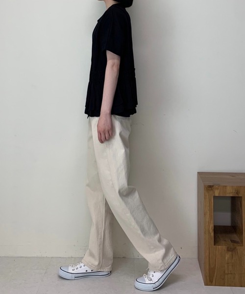 Luxe brille(リュクスブリエ)の「異素材フリル切り替え半袖Tシャツ(Tシャツ/カットソー・レディース・ブルー/カーキ/ブラック/ホワイト・FREE)」の8枚目の写真