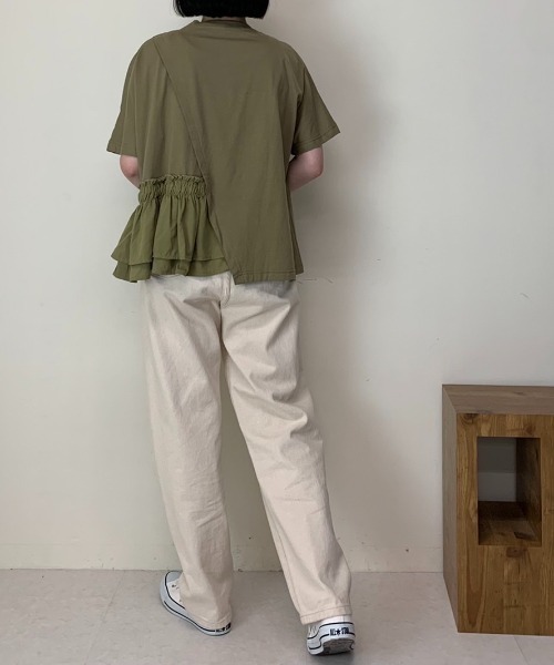Luxe brille(リュクスブリエ)の「異素材フリル切り替え半袖Tシャツ(Tシャツ/カットソー・レディース・ブルー/カーキ/ブラック/ホワイト・FREE)」の13枚目の写真