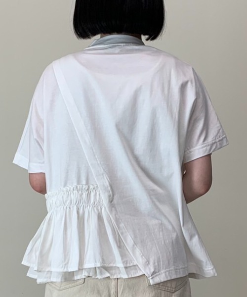 Luxe brille(リュクスブリエ)の「異素材フリル切り替え半袖Tシャツ(Tシャツ/カットソー・レディース・ブルー/カーキ/ブラック/ホワイト・FREE)」の20枚目の写真