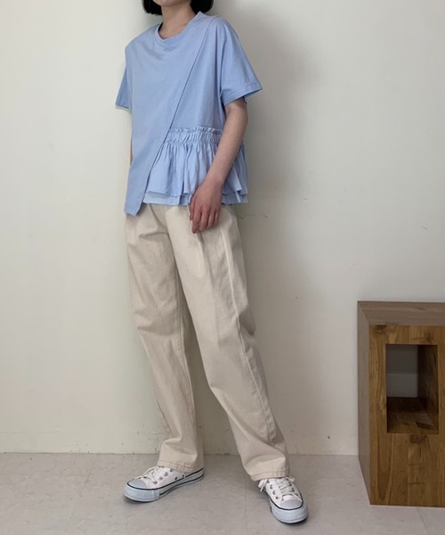 Luxe brille(リュクスブリエ)の「異素材フリル切り替え半袖Tシャツ(Tシャツ/カットソー・レディース・ブルー/カーキ/ブラック/ホワイト・FREE)」の17枚目の写真