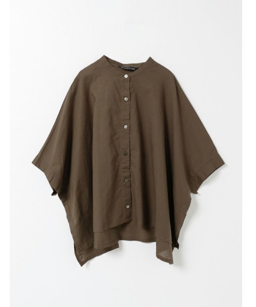 mizuiroind（ミズイロインド）の「mizuiro ind スタンドカラーワイドシャツ（シャツ/ブラウス・レディース・ネイビー/ブラック/ホワイト/ベージュ/チャコールグレー/ブルー/スモークピンク・FREE）」の4枚目の写真