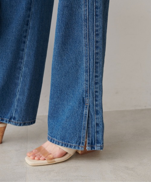 FREE'S MART（フリーズマート）の「◇[低身長サイズ/Sシリーズ]ウエスト断ち切りワイドデニムパンツ（デニムパンツ・レディース・ホワイト/インディゴブルー/ベージュ・X-SMALL/SMALL/MEDIUM）」の4枚目の写真