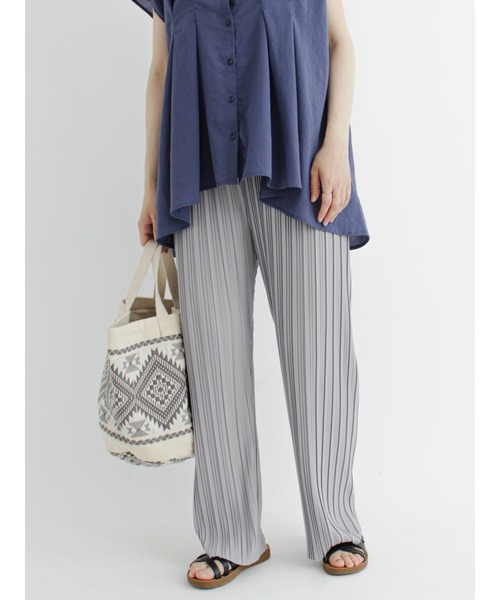 Samansa Mos2 blue（サマンサモスモスブルー）の「ランダムプリーツパンツ（その他パンツ・レディース・グレー/ブラック/グリーン・ﾌﾘ-）」の8枚目の写真