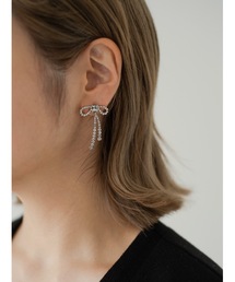 リボンストーンピアス