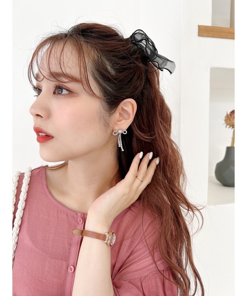 JUMELLE(ジュメロ)の「リボンストーンピアス(ピアス(両耳用)・レディース・シルバー・FREE)」の4枚目の写真