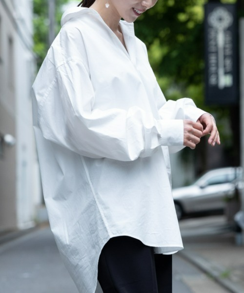 BRICK & SONS（ブリックアンドサンズ）の「オーバーサイズ ブロードシャツ＜ホワイト＞（シャツ/ブラウス・メンズ・ホワイト・LL/M/L）」の4枚目の写真