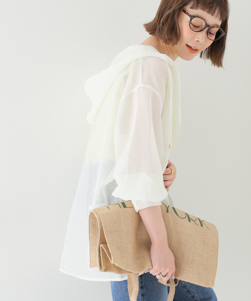 Simplicite(サンプリシテ)の「フードシアーシャツ(シャツ/ブラウス・レディース・ホワイト/ブラック/イエロー/オレンジ・FREE)」の2枚目の写真