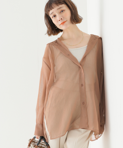 Simplicite(サンプリシテ)の「フードシアーシャツ(シャツ/ブラウス・レディース・ホワイト/ブラック/イエロー/オレンジ・FREE)」の4枚目の写真