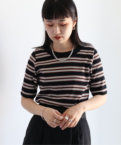 cepo(セポ)の「マルチボーダーリンガーTee(Tシャツ/カットソー・レディース・ブラック/オフホワイト/サックスブルー・M)」の17枚目の写真