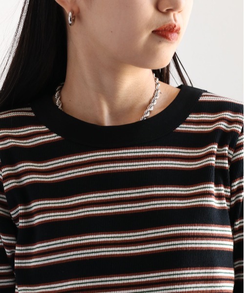 cepo(セポ)の「マルチボーダーリンガーTee(Tシャツ/カットソー・レディース・ブラック/オフホワイト/サックスブルー・M)」の21枚目の写真