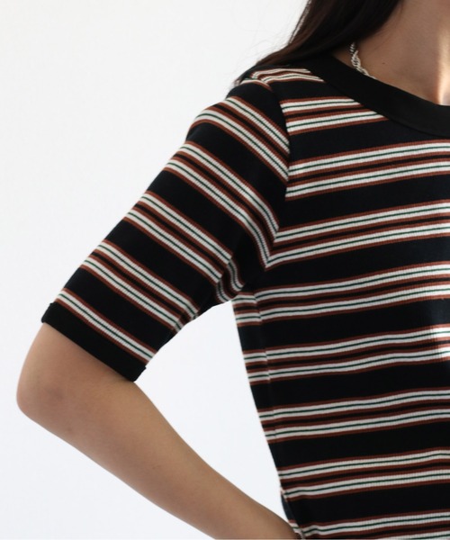 cepo(セポ)の「マルチボーダーリンガーTee(Tシャツ/カットソー・レディース・ブラック/オフホワイト/サックスブルー・M)」の13枚目の写真