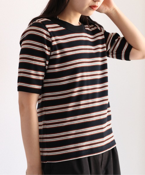 cepo(セポ)の「マルチボーダーリンガーTee(Tシャツ/カットソー・レディース・ブラック/オフホワイト/サックスブルー・M)」の11枚目の写真