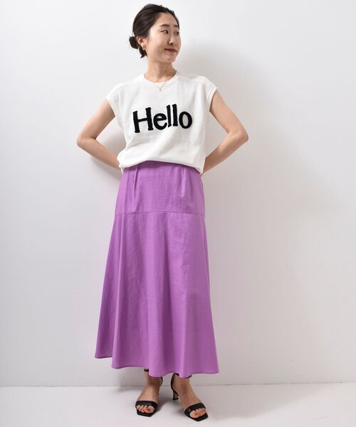 le.coeur blanc（ルクールブラン）の「レーヨン麻コーティングウォッシュセミフレアスカート（スカート・レディース・ピンク系その他/ブラック/ブルー・36/38）」の5枚目の写真