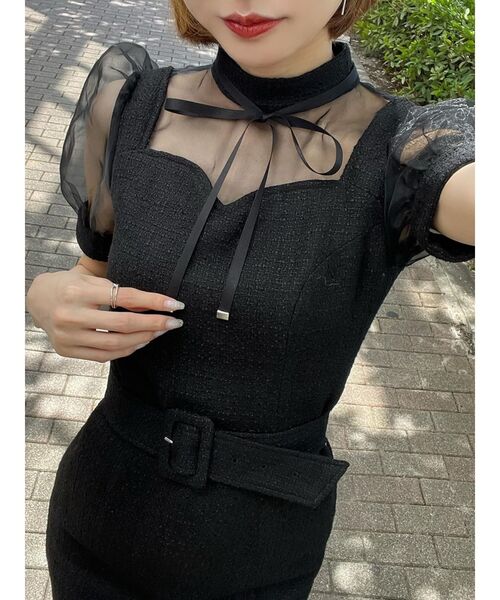 EATME(イートミー)の「ハートカットシースルーワンピース(ワンピース・レディース・ブラック/バーガンディー/ベージュ・SMALL/MEDIUM)」の2枚目の写真