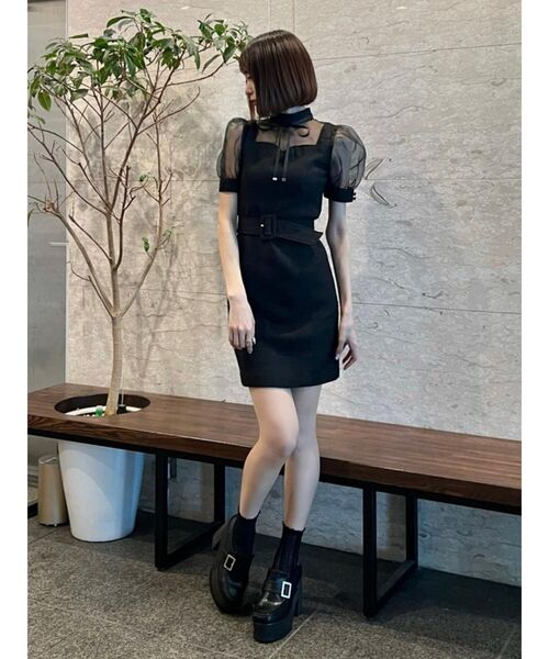 EATME(イートミー)の「ハートカットシースルーワンピース(ワンピース・レディース・ブラック/バーガンディー/ベージュ・SMALL/MEDIUM)」の4枚目の写真