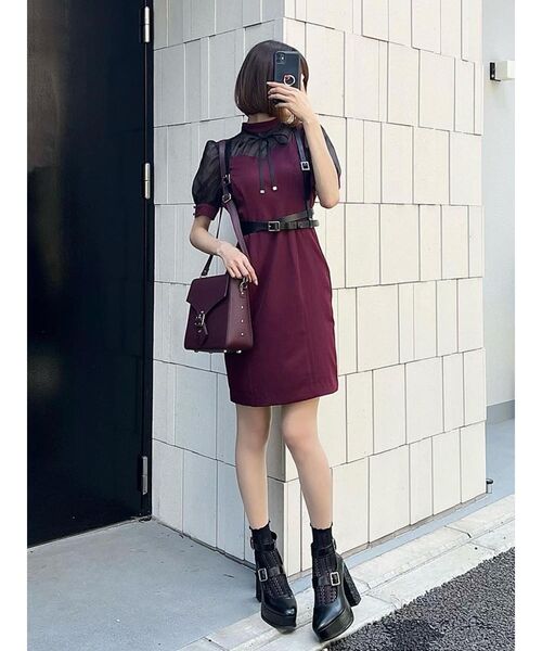 EATME(イートミー)の「ハートカットシースルーワンピース(ワンピース・レディース・ブラック/バーガンディー/ベージュ・SMALL/MEDIUM)」の8枚目の写真