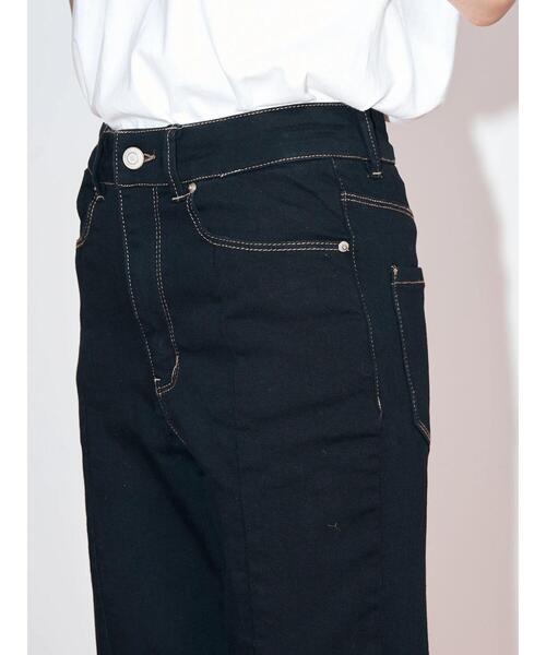 koe(コエ)の「ハイウエストフレアデニムパンツ*(デニムパンツ・レディース・インディゴブルー/ブラック/ライトインディゴブルー・M/S)」の7枚目の写真