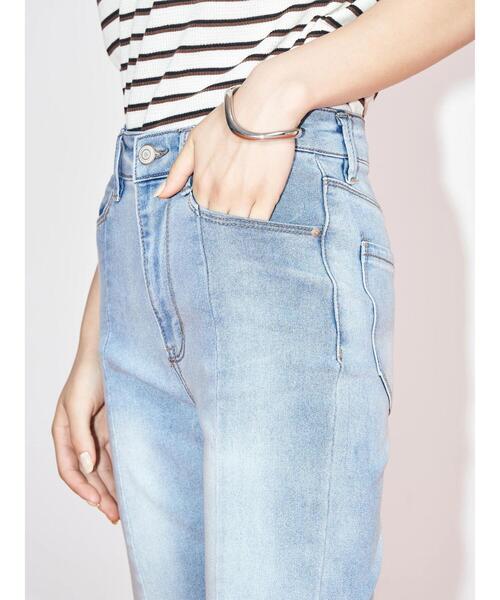 koe(コエ)の「ハイウエストフレアデニムパンツ*(デニムパンツ・レディース・インディゴブルー/ブラック/ライトインディゴブルー・M/S)」の13枚目の写真