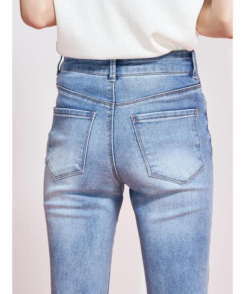 koe(コエ)の「ハイウエストフレアデニムパンツ*(デニムパンツ・レディース・インディゴブルー/ブラック/ライトインディゴブルー・M/S)」の22枚目の写真