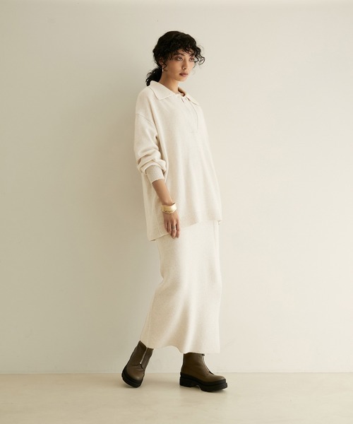 SALON adam et rope'（サロン アダム エ ロペ）の「【手洗い可能】タスマニアウールニットポロプルオーバー（ニット/セーター・レディース・オフホワイト/カーキ/レッド系その他5・FREE）」の22枚目の写真