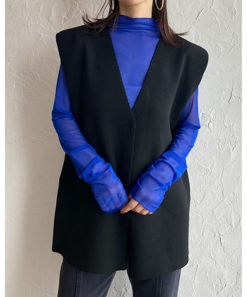 She's Closet(シーズクローゼット)の「ニットジレベスト&ストレートロングスカートセットアップ(セットアップ・レディース・ブラック/アイボリー・FREE)」の16枚目の写真