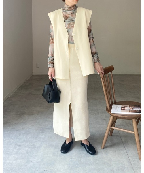 She's Closet(シーズクローゼット)の「ニットジレベスト&ストレートロングスカートセットアップ(セットアップ・レディース・ブラック/アイボリー・FREE)」の18枚目の写真