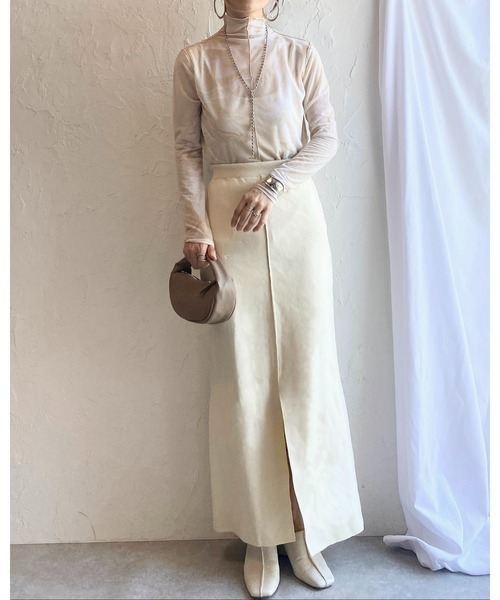 She's Closet(シーズクローゼット)の「ニットジレベスト&ストレートロングスカートセットアップ(セットアップ・レディース・ブラック/アイボリー・FREE)」の8枚目の写真