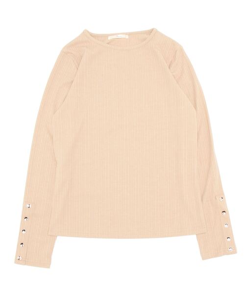 Chez toi(シェトワ)の「袖ボタンランダムリブカットソー(Tシャツ/カットソー・レディース・ブラック/ベージュ/ブラウン/オフホワイト・FREE)」の4枚目の写真