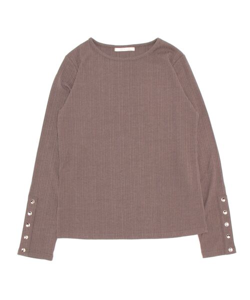 Chez toi(シェトワ)の「袖ボタンランダムリブカットソー(Tシャツ/カットソー・レディース・ブラック/ベージュ/ブラウン/オフホワイト・FREE)」の3枚目の写真
