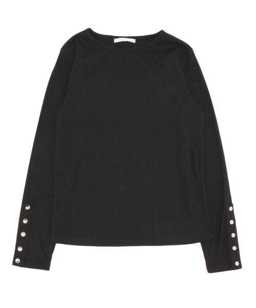 Chez toi(シェトワ)の「袖ボタンランダムリブカットソー(Tシャツ/カットソー・レディース・ブラック/ベージュ/ブラウン/オフホワイト・FREE)」の1枚目の写真