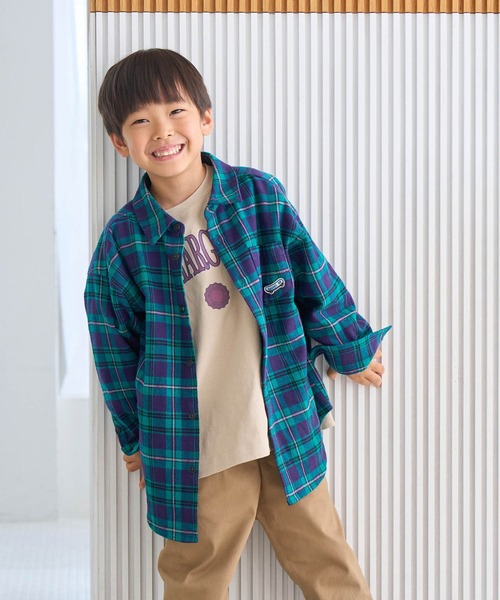 ROPE' PICNIC(ロペピクニック)の「【KIDS】リンクコーデ/チェックネルシャツ(シャツ/ブラウス・キッズ・グリーン/オレンジ・110/120/130/140/150)」の1枚目の写真