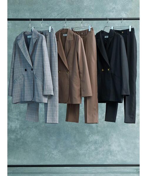 ENVYM（アンビー）の「ENVYM.ダブルブレストジャケット（テーラードジャケット・レディース・ブラウン/チェック/ブラック・FREE）」の9枚目の写真