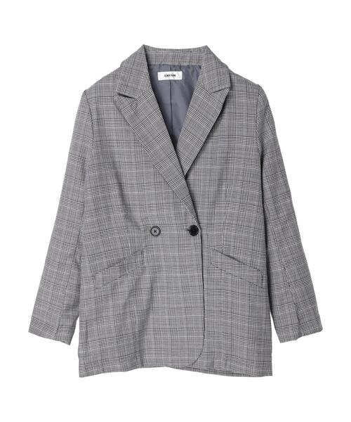ENVYM（アンビー）の「ENVYM.ダブルブレストジャケット（テーラードジャケット・レディース・ブラウン/チェック/ブラック・FREE）」の15枚目の写真