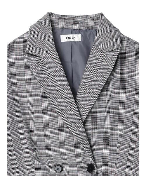 ENVYM（アンビー）の「ENVYM.ダブルブレストジャケット（テーラードジャケット・レディース・ブラウン/チェック/ブラック・FREE）」の17枚目の写真