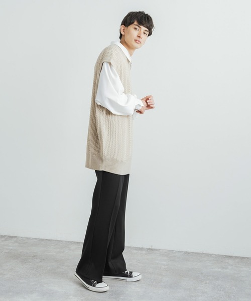Rocky Monroe(ロッキーモンロー)の「オーバーサイズ 透かし編みメッシュニットベスト(ベスト・メンズ・グレイッシュベージュ/ライトグリーン/ブラック/ブルーグレー/テラコッタ・M/L)」の18枚目の写真