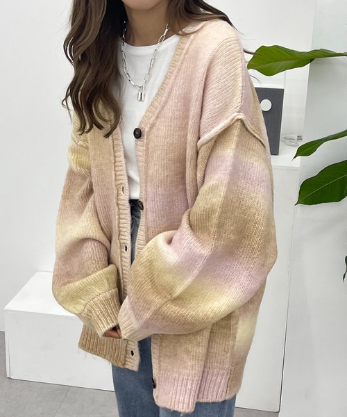 apres jour mignon（アプレジュールミニョン）の「グラデーションカーディガン【ZOZOTOWN限定アイテム】（カーディガン/ボレロ・レディース・ブルー系その他/グリーン系その他/ベージュ系その他/ブラック系その他・フリー/X-LARGE）」の6枚目の写真