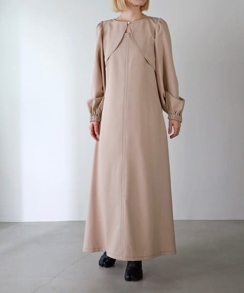 UNFIELD(アンフィールド)の「【UNFIELD】長袖ボレロ+キャミワンピースセット(ワンピース・レディース・ブラック/ベージュ・FREE)」の5枚目の写真