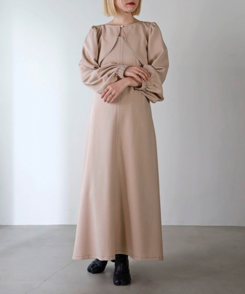 UNFIELD(アンフィールド)の「【UNFIELD】長袖ボレロ+キャミワンピースセット(ワンピース・レディース・ブラック/ベージュ・FREE)」の12枚目の写真