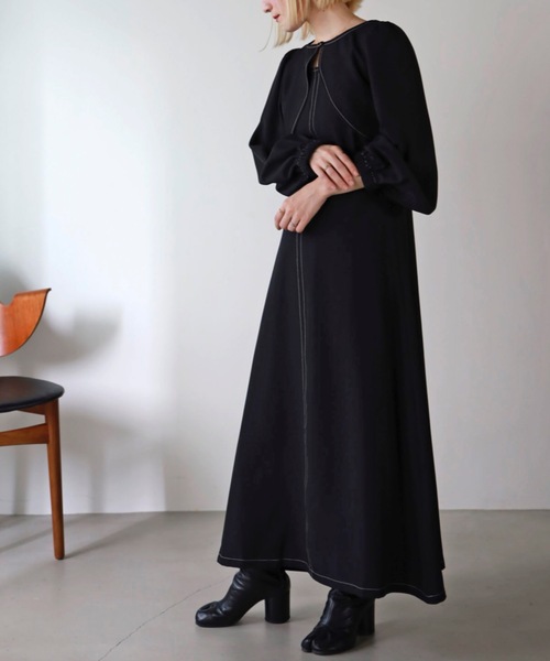 UNFIELD(アンフィールド)の「【UNFIELD】長袖ボレロ+キャミワンピースセット(ワンピース・レディース・ブラック/ベージュ・FREE)」の14枚目の写真