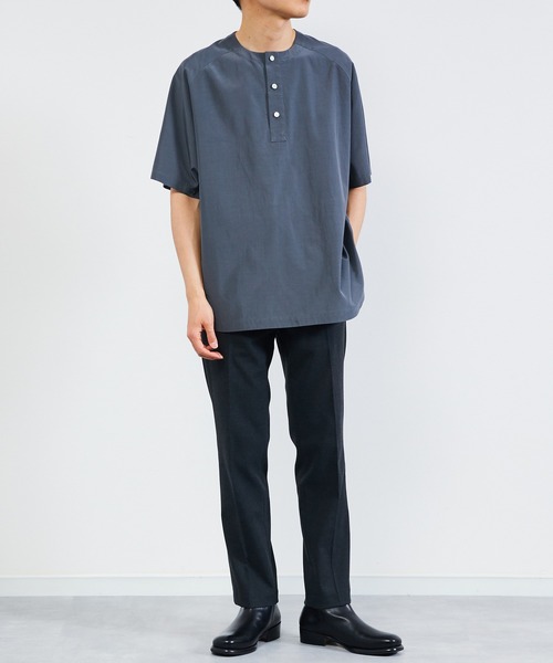KIIT（キート）の「KIIT キート / PULLOVER HENLY NECK T-SHIRT プルオーバー ヘンリーネックプルオーバー半袖シャツ / KIO-T99-200（Tシャツ/カットソー・メンズ・レッド/アイボリー/チャコールグレー・1/2/3）」の9枚目の写真