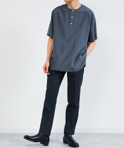 KIIT（キート）の「KIIT キート / PULLOVER HENLY NECK T-SHIRT プルオーバー ヘンリーネックプルオーバー半袖シャツ / KIO-T99-200（Tシャツ/カットソー・メンズ・レッド/アイボリー/チャコールグレー・1/2/3）」の7枚目の写真
