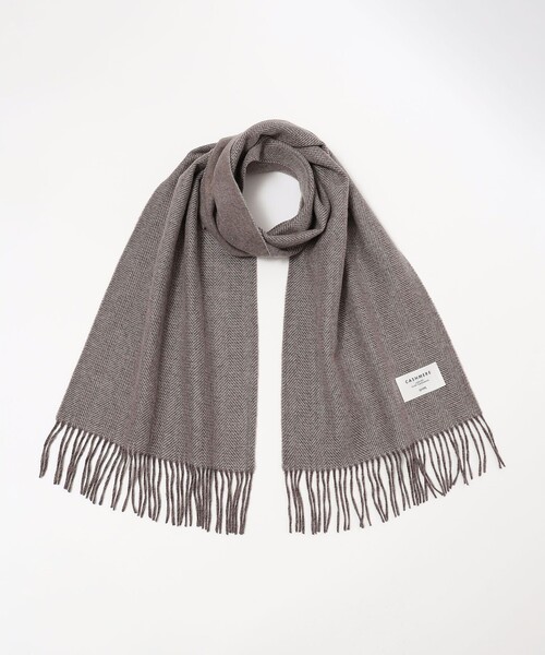 SHIPS（シップス）の「SHIPS: カシミヤ ダブルフェイス ジャカード ヘリンボーン マフラー（マフラー・メンズ・ネイビー/ブラウン/カーキ/ダークグレー・ONE SIZE）」の6枚目の写真