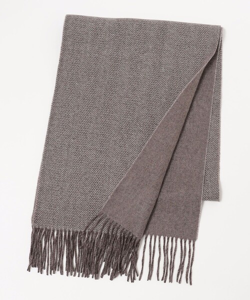 SHIPS（シップス）の「SHIPS: カシミヤ ダブルフェイス ジャカード ヘリンボーン マフラー（マフラー・メンズ・ネイビー/ブラウン/カーキ/ダークグレー・ONE SIZE）」の9枚目の写真