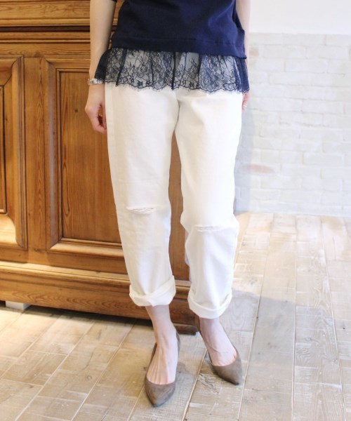 FRAMeWORK（フレームワーク）の「ダメージデニム 5P　パンツ。（その他パンツ・レディース・ホワイト/サックスブルー・38/36/40）」の2枚目の写真