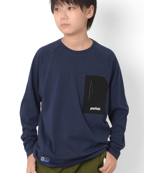 PEN FIELD(ペンフィールド)の「【Penfield】ジップポケットラグランTシャツ(Tシャツ/カットソー・キッズ・レッド/グリーン/ネイビー・140cm/150cm/160cm/170cm)」の2枚目の写真