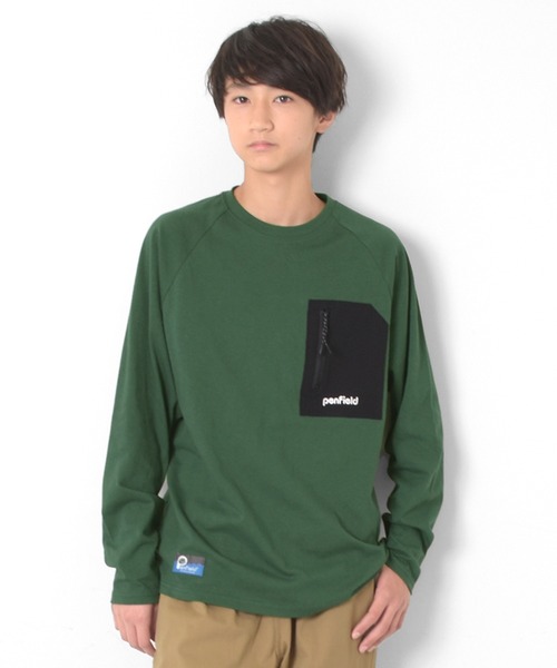 PEN FIELD(ペンフィールド)の「【Penfield】ジップポケットラグランTシャツ(Tシャツ/カットソー・キッズ・レッド/グリーン/ネイビー・140cm/150cm/160cm/170cm)」の6枚目の写真