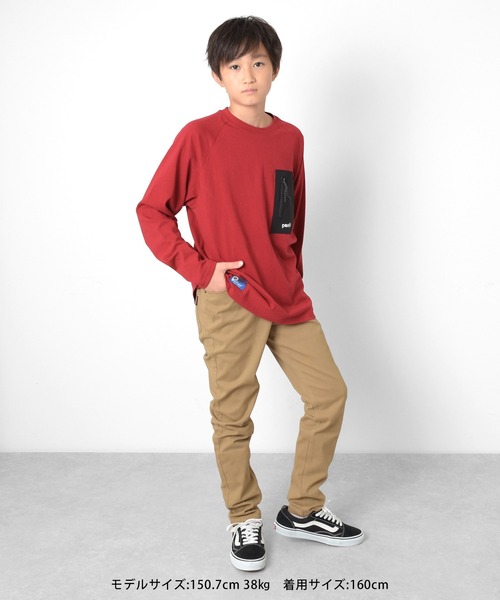 PEN FIELD(ペンフィールド)の「【Penfield】ジップポケットラグランTシャツ(Tシャツ/カットソー・キッズ・レッド/グリーン/ネイビー・140cm/150cm/160cm/170cm)」の9枚目の写真